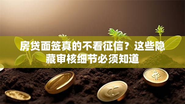 房贷面签真的不看征信？这些隐藏审核细节必须知道