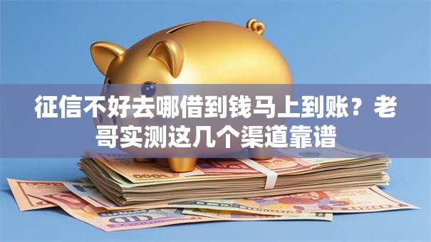 征信不好去哪借到钱马上到账？老哥实测这几个渠道靠谱