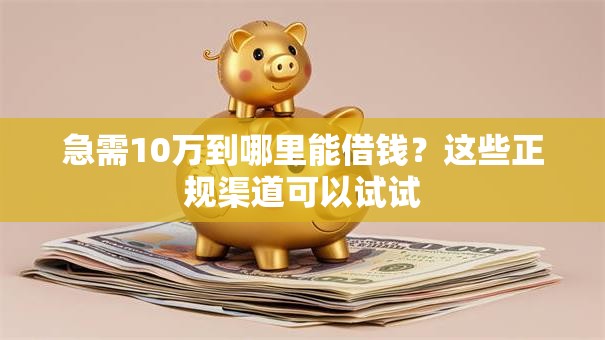 急需10万到哪里能借钱？这些正规渠道可以试试