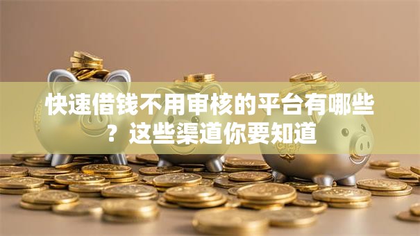 快速借钱不用审核的平台有哪些？这些渠道你要知道