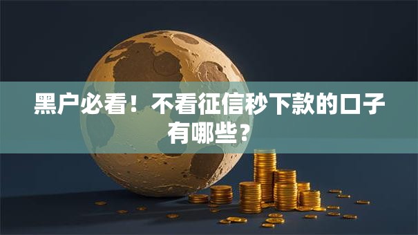 黑户必看！不看征信秒下款的口子有哪些？