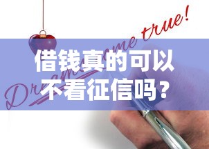 借钱真的可以不看征信吗？揭秘不看征信贷款背后的真相