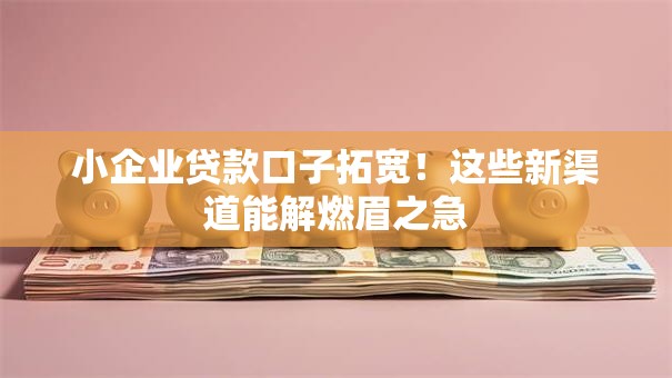 小企业贷款口子拓宽！这些新渠道能解燃眉之急