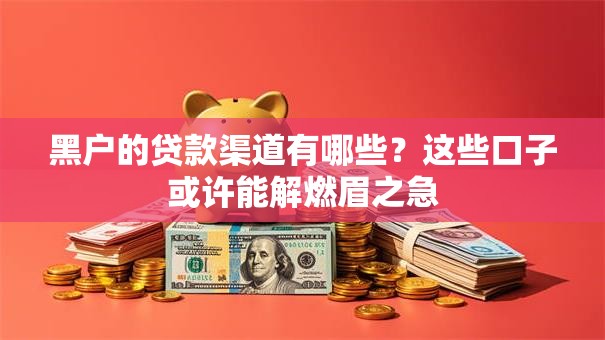 黑户的贷款渠道有哪些？这些口子或许能解燃眉之急