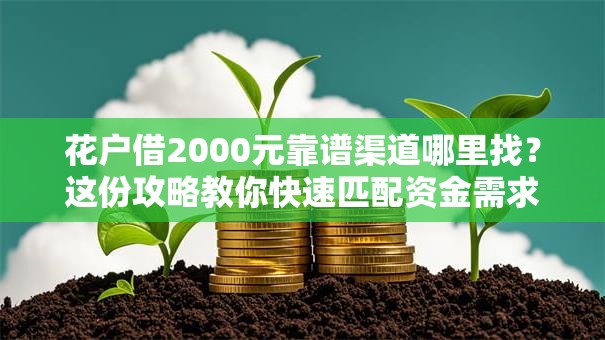 花户借2000元靠谱渠道哪里找？这份攻略教你快速匹配资金需求