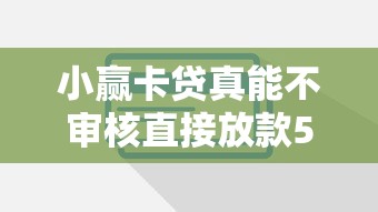 小赢卡贷真能不审核直接放款5000？这些细节必须提前看