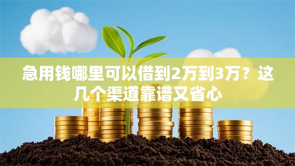 急用钱哪里可以借到2万到3万？这几个渠道靠谱又省心