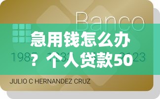 急用钱怎么办?个人贷款5000元快速到账攻略 急用钱怎么办?个人贷款5000元快速到账攻略