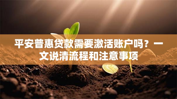 平安普惠贷款需要激活账户吗?一文说清流程和注意事项 平安普惠贷款需要激活账户吗?一文说清流程和注意事项