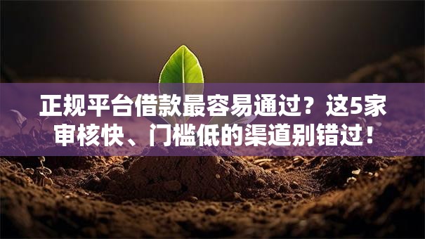 正规平台借款最容易通过?这5家审核快、门槛低的渠道别错过! 正规平台借款最容易通过?这5家审核快、门槛低的渠道别错过!