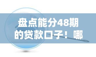 盘点能分48期的贷款口子!哪些平台支持长期分期借款? 盘点能分48期的贷款口子!哪些平台支持长期分期借款?