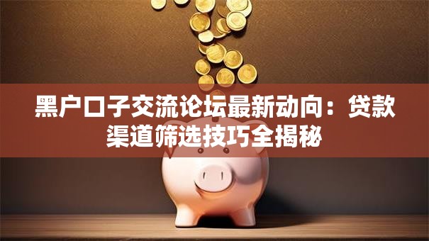黑户口子交流论坛最新动向：贷款渠道筛选技巧全揭秘