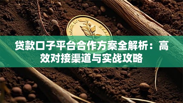 贷款口子平台合作方案全解析：高效对接渠道与实战攻略