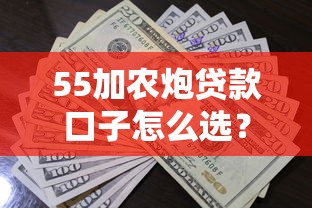 55加农炮贷款口子怎么选?超全攻略带你避坑又省钱! 55加农炮贷款口子怎么选?超全攻略带你避坑又省钱!