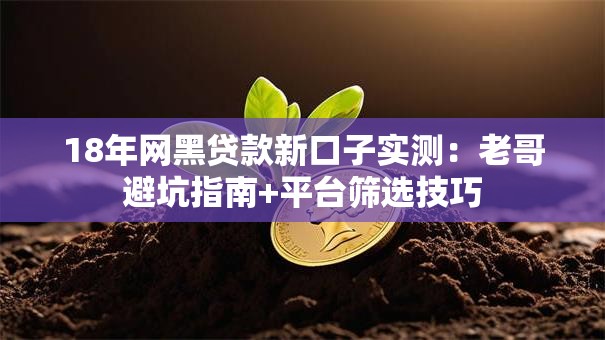 18年网黑贷款新口子实测：老哥避坑指南+平台筛选技巧