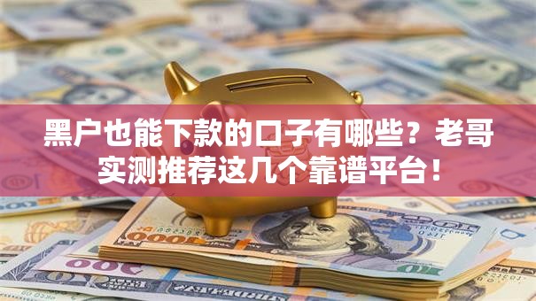 黑户也能下款的口子有哪些？老哥实测推荐这几个靠谱平台！