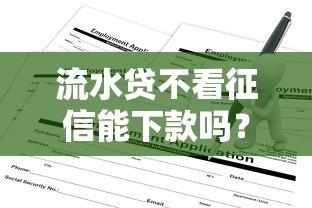 流水贷不看征信能下款吗？一文看懂申请条件与避坑指南