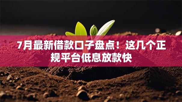 7月最新借款口子盘点!这几个正规平台低息放款快 7月最新借款口子盘点!这几个正规平台低息放款快