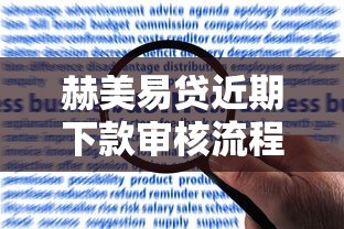 赫美易贷近期下款审核流程详解-用户真实反馈分析