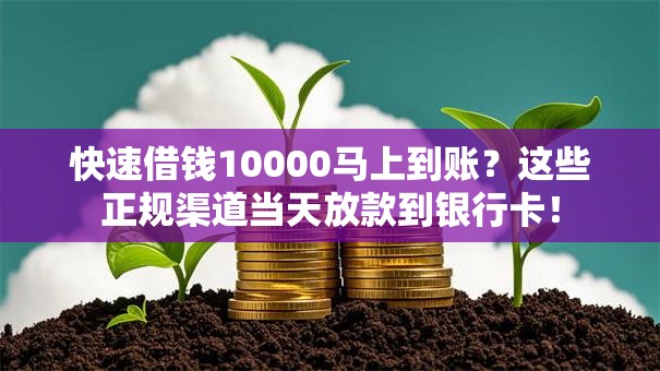 快速借钱10000马上到账？这些正规渠道当天放款到银行卡！