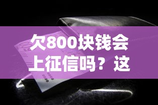 欠800块钱会上征信吗？这些细节必须注意