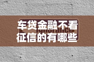 车贷金融不看征信的有哪些？这几家平台了解一下