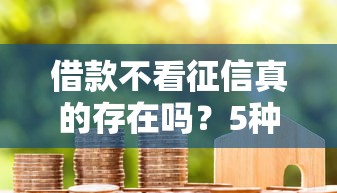 借款不看征信真的存在吗？5种低门槛贷款方式解析