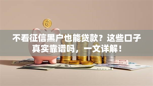 不看征信黑户也能贷款？这些口子真实靠谱吗，一文详解！