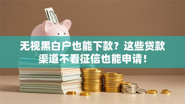 无视黑白户也能下款？这些贷款渠道不看征信也能申请！