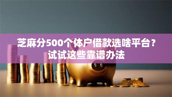 芝麻分500个体户借款选啥平台？试试这些靠谱办法