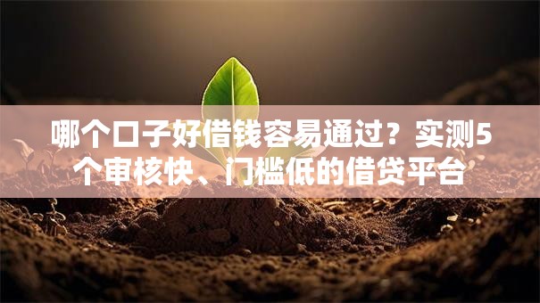 哪个口子好借钱容易通过?实测5个审核快、门槛低的借贷平台 哪个口子好借钱容易通过?实测5个审核快、门槛低的借贷平台