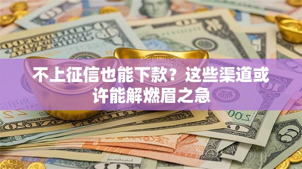 不上征信也能下款?这些渠道或许能解燃眉之急 不上征信也能下款?这些渠道或许能解燃眉之急