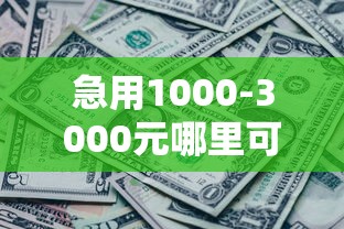 急用1000-3000元哪里可以借？这几个靠谱渠道轻松解决资金需求