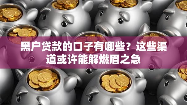 黑户贷款的口子有哪些?这些渠道或许能解燃眉之急 黑户贷款的口子有哪些?这些渠道或许能解燃眉之急