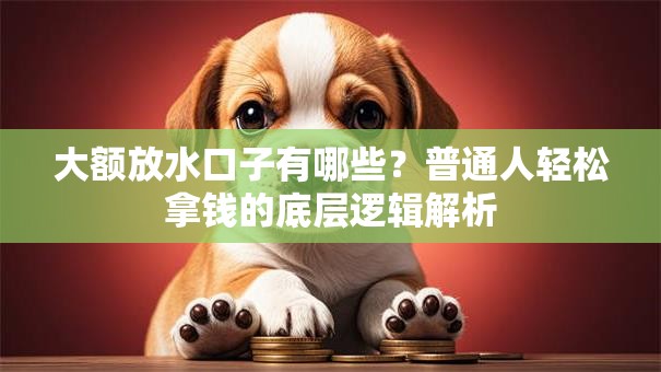 大额放水口子有哪些？普通人轻松拿钱的底层逻辑解析