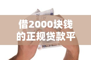 借2000块钱的正规贷款平台有哪些?这份避坑指南请收好 借2000块钱的正规贷款平台有哪些?这份避坑指南请收好