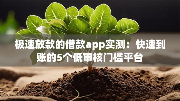 极速放款的借款app实测：快速到账的5个低审核门槛平台