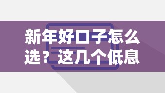 新年好口子怎么选?这几个低息灵活还款的信用贷方案别错过! 新年好口子怎么选?这几个低息灵活还款的信用贷方案别错过!