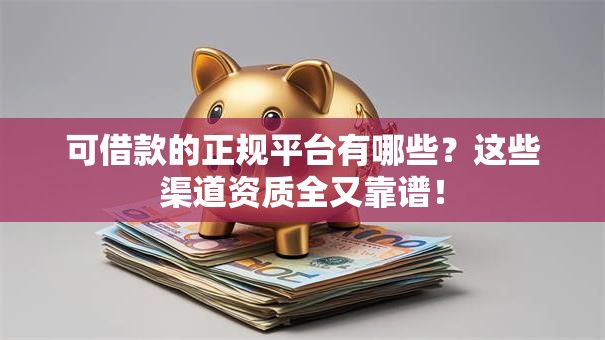 可借款的正规平台有哪些？这些渠道资质全又靠谱！