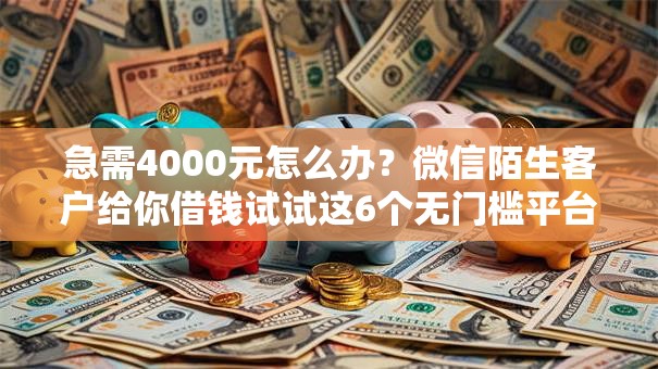 急需4000元怎么办？微信陌生客户给你借钱试试这6个无门槛平台