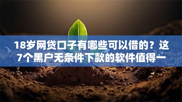 18岁网贷口子有哪些可以借的？这7个黑户无条件下款的软件值得一试