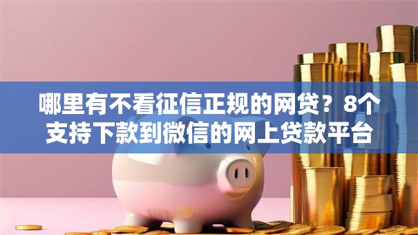 哪里有不看征信正规的网贷？8个支持下款到微信的网上贷款平台好