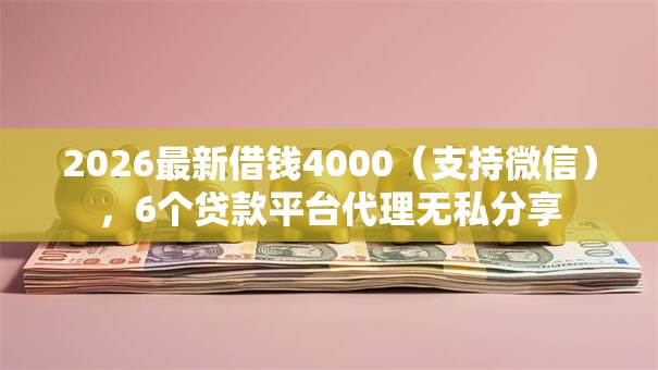 2026最新借钱4000（支持微信），6个贷款平台代理无私分享