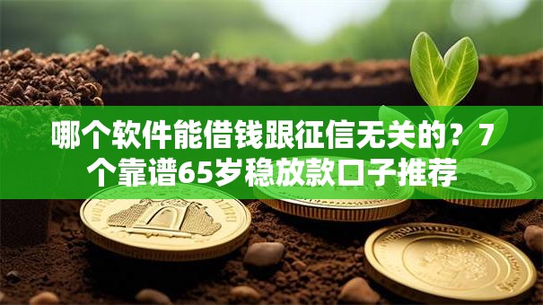 哪个软件能借钱跟征信无关的？7个靠谱65岁稳放款口子推荐