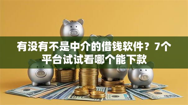 有没有不是中介的借钱软件？7个平台试试看哪个能下款