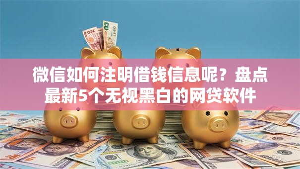 微信如何注明借钱信息呢？盘点最新5个无视黑白的网贷软件