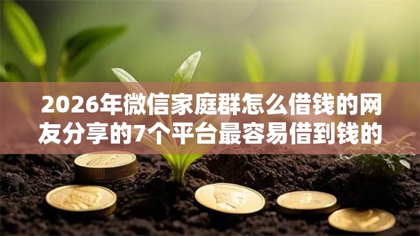 2026年微信家庭群怎么借钱的网友分享的7个平台最容易借到钱的我觉得不错！