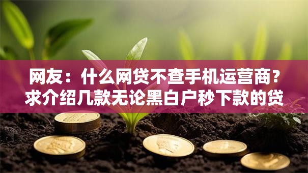 网友：什么网贷不查手机运营商？求介绍几款无论黑白户秒下款的贷款平台
