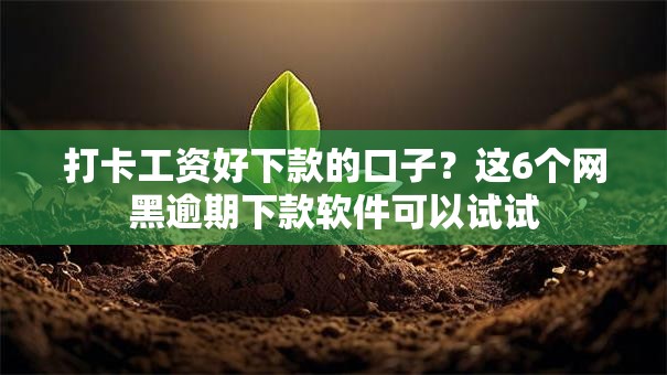 打卡工资好下款的口子？这6个网黑逾期下款软件可以试试