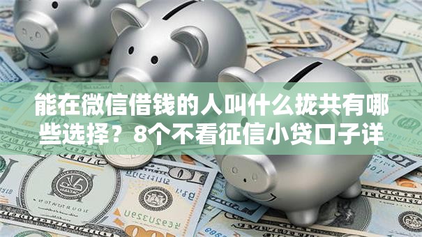 能在微信借钱的人叫什么拢共有哪些选择？8个不看征信小贷口子详解